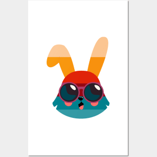 Retro Bunny with glasses  - Cute rabbit in glasses Posters and Art